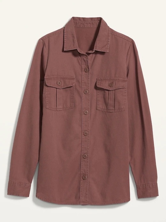 Old Navy Tops - Old Navy Utility Pocket tunic camp shirt in dusty mauve  size xs